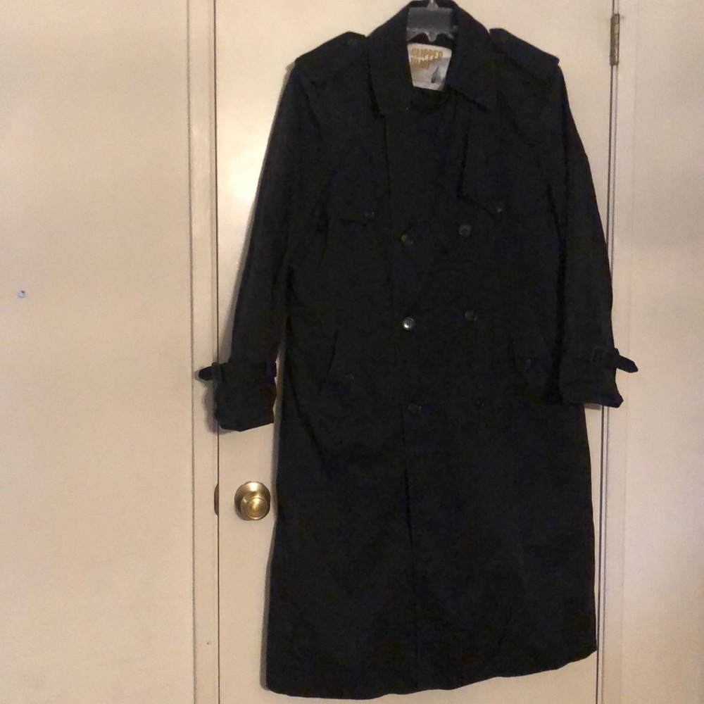 Vintage Men’s Clipper Mist/Londontown black linned long raincoat 40 Long